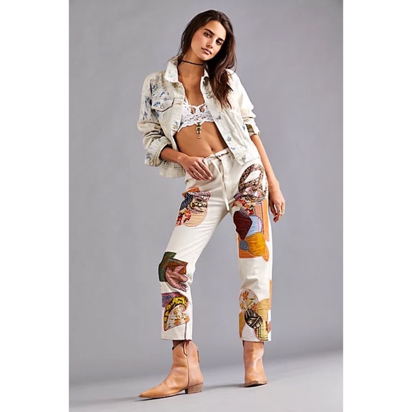 Free People Sunnies Patched Boyfriend Jeans